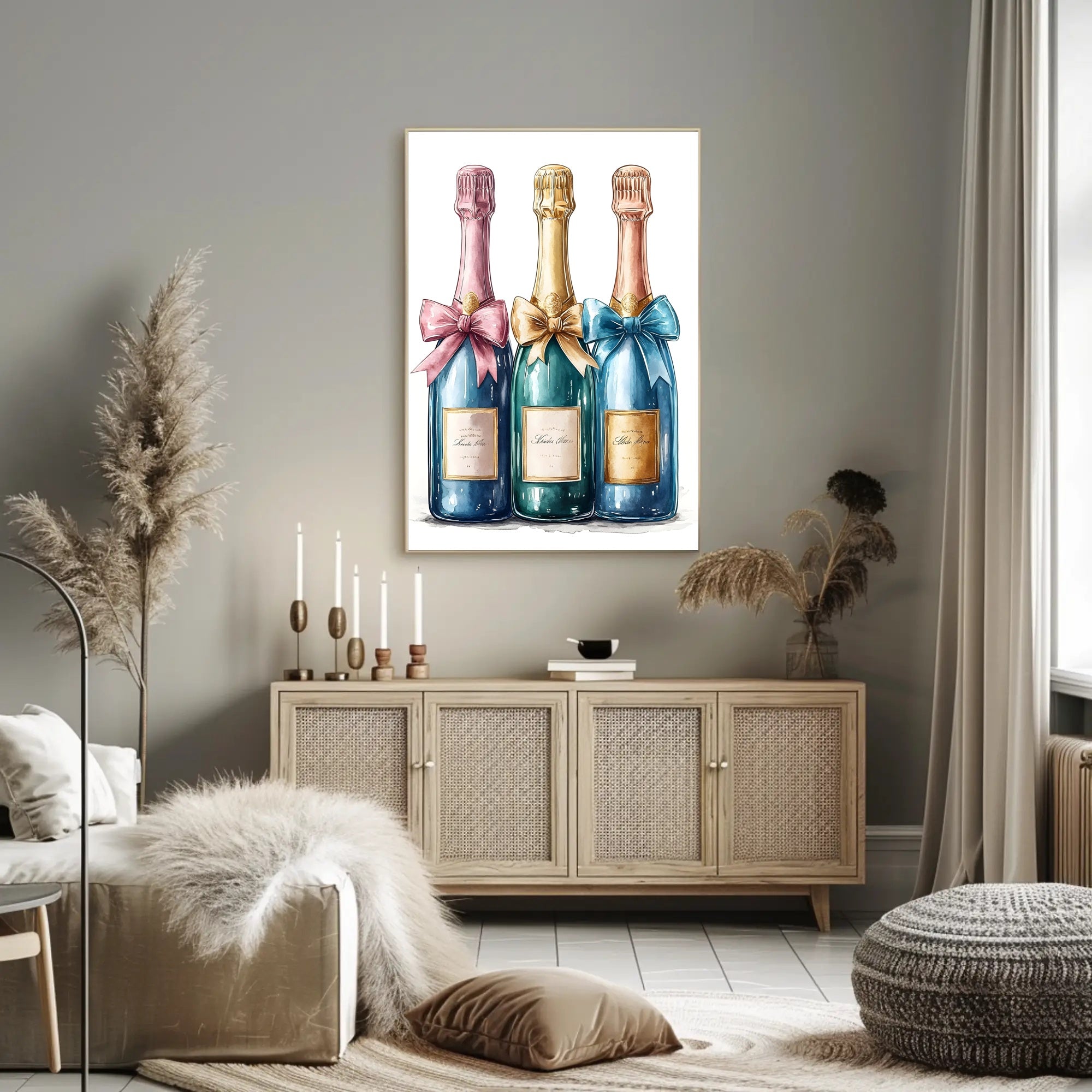 Celebration Bottles Elegant Wall Art Print