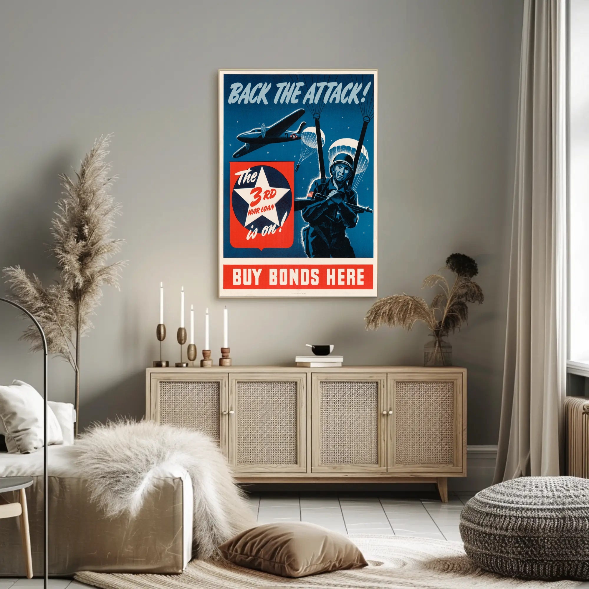 Back the Attack! Buy War Bonds Poster PosterGoat