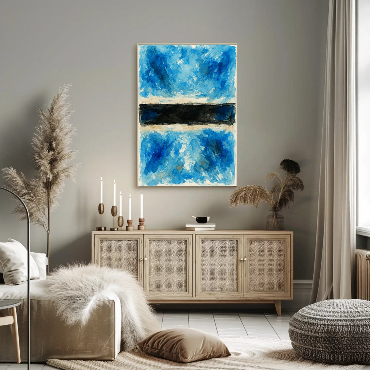 Abstract Blue And Black Composition Poster