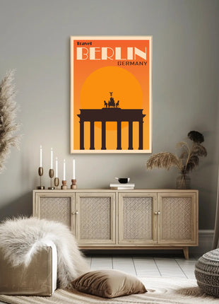 Brandenburg Gate Vintage Travel Print: Iconic Berlin Landmark Poster