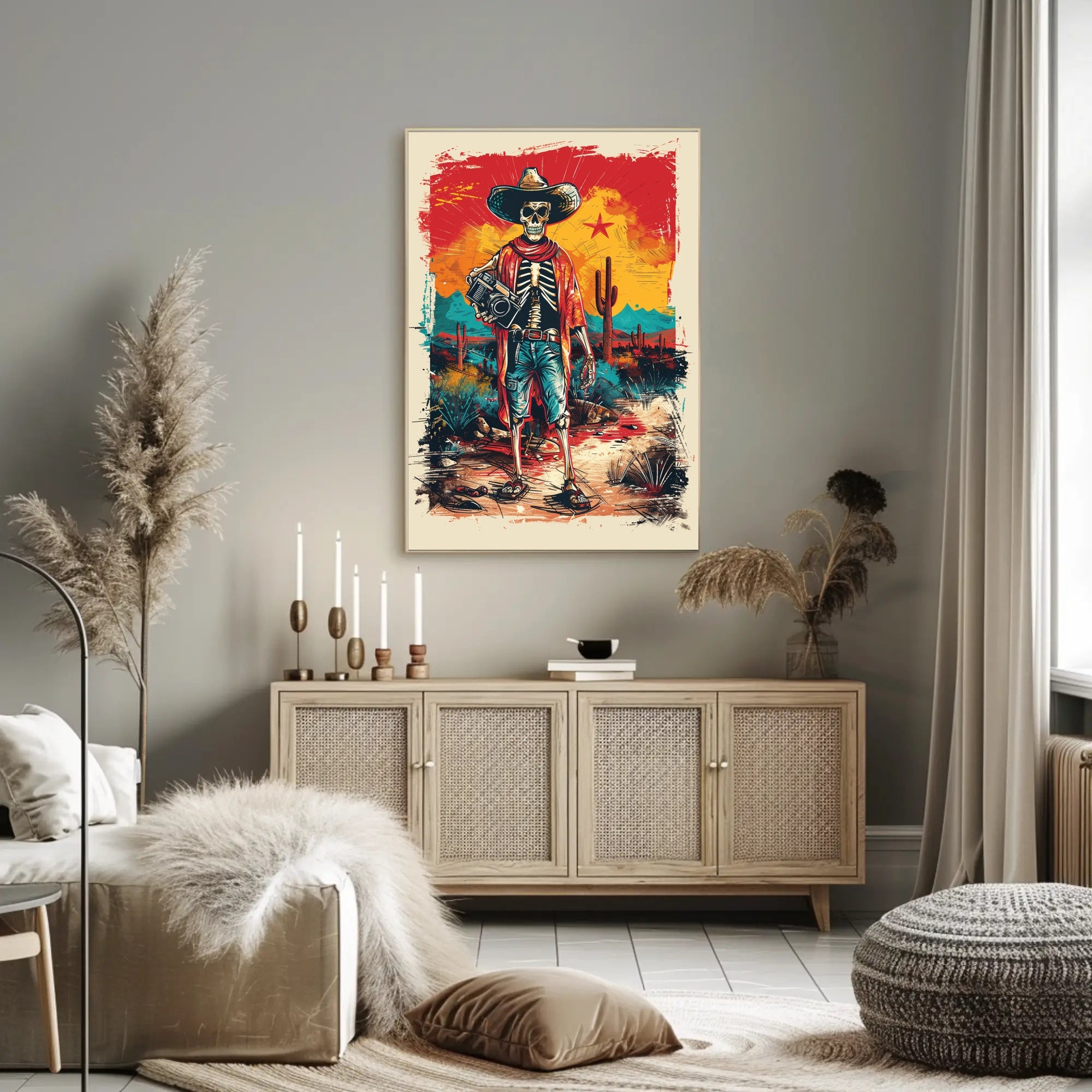 Desert Wanderer Skeleton Poster PosterGoat