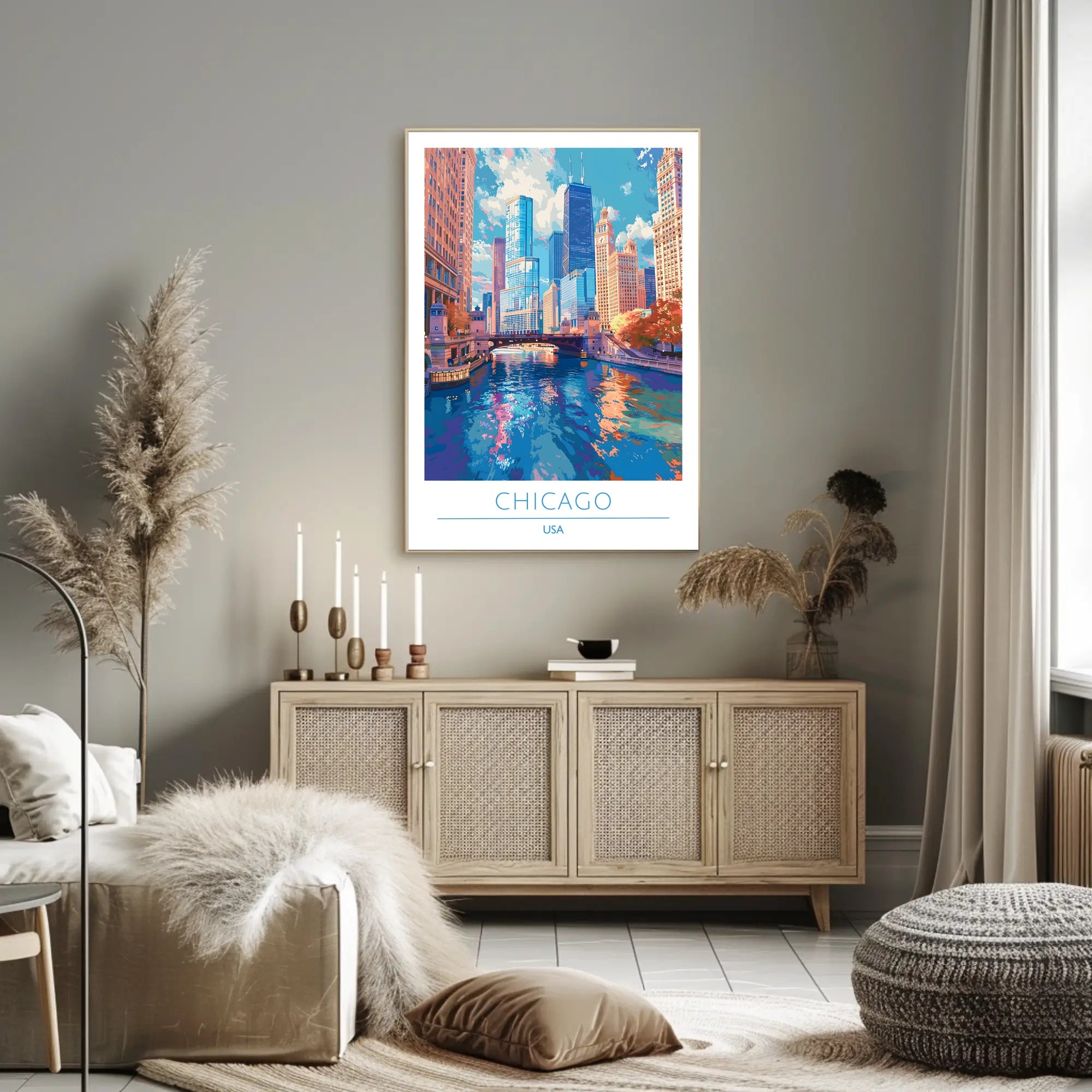 Chicago Skyline Reflections: Urban or Cityscape Poster