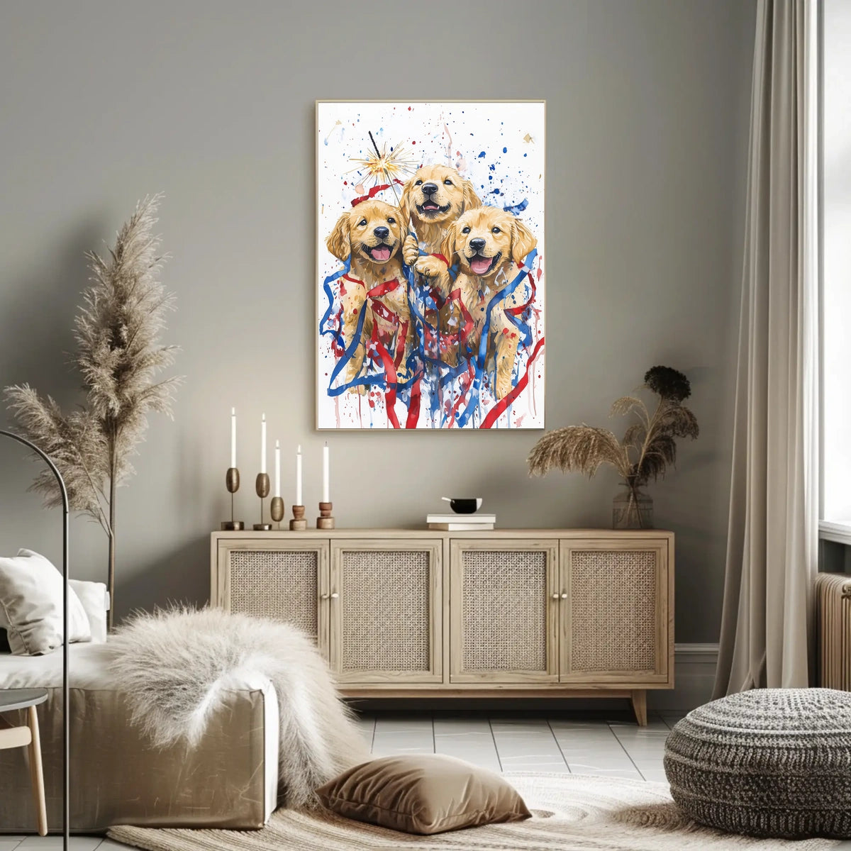 Silhouette Child With Fireworks In Night Sky Poster