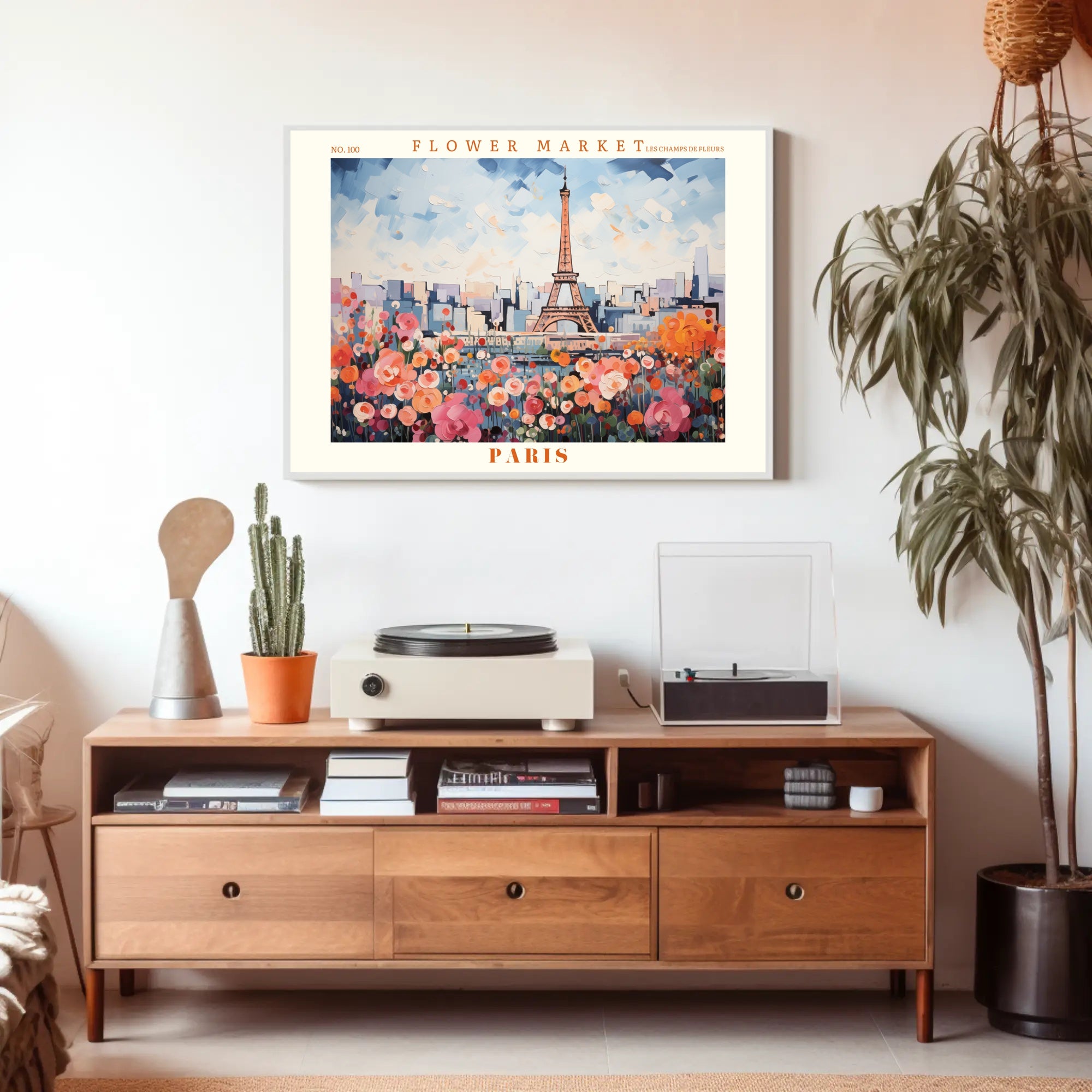 Vibrant Paris Scene with Eiffel Tower Travel Poster