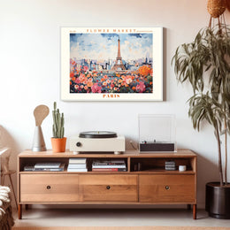Vibrant Paris Scene with Eiffel Tower Travel Poster