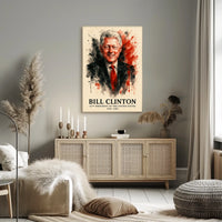 Bill Clinton Watercolor Portrait: Historical or Presidential Poster