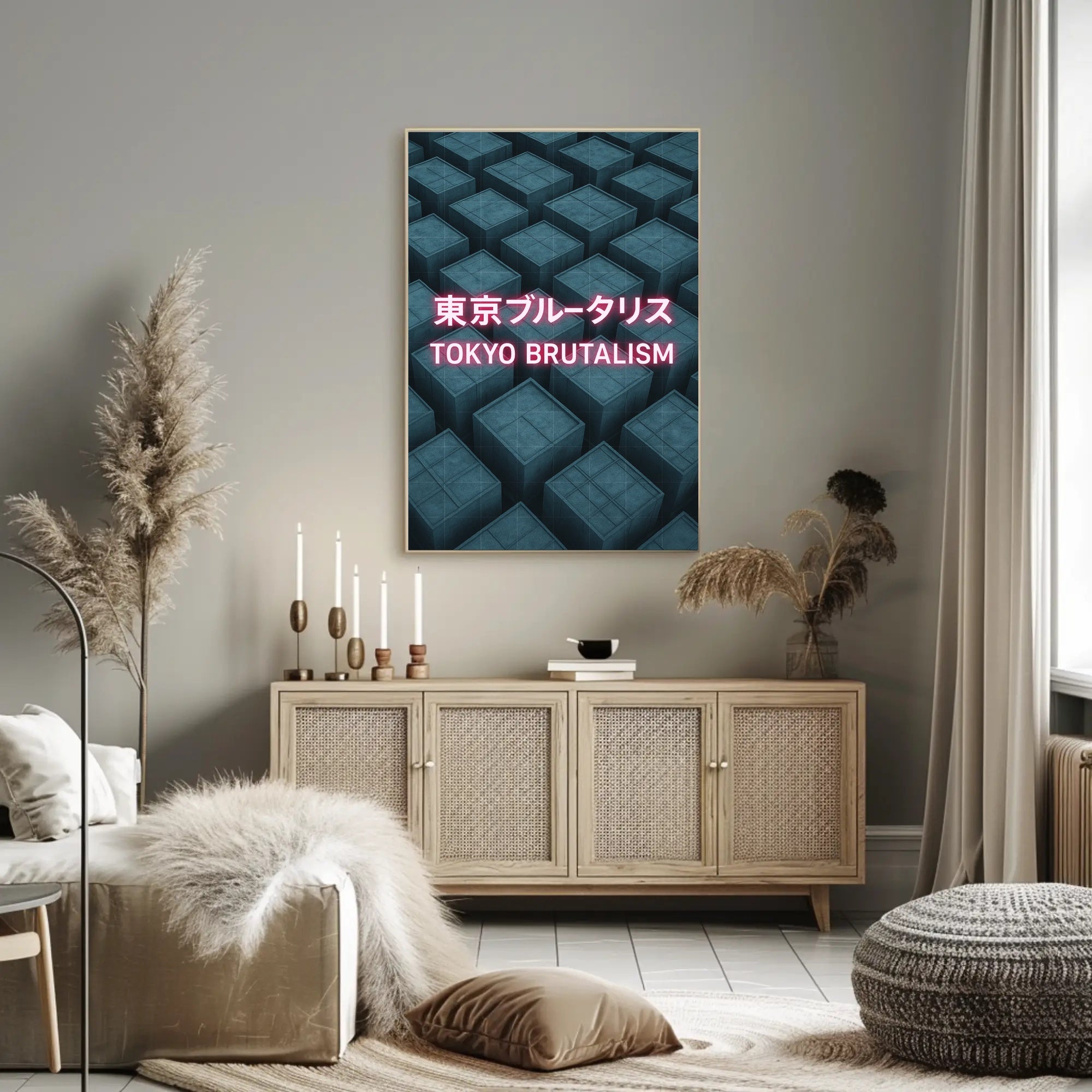 Tokyo Brutalism Urban Geometric Design Poster