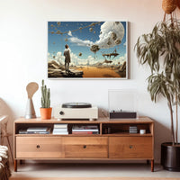Surreal Fantasy Landscape with Floating Rock Formations Poster