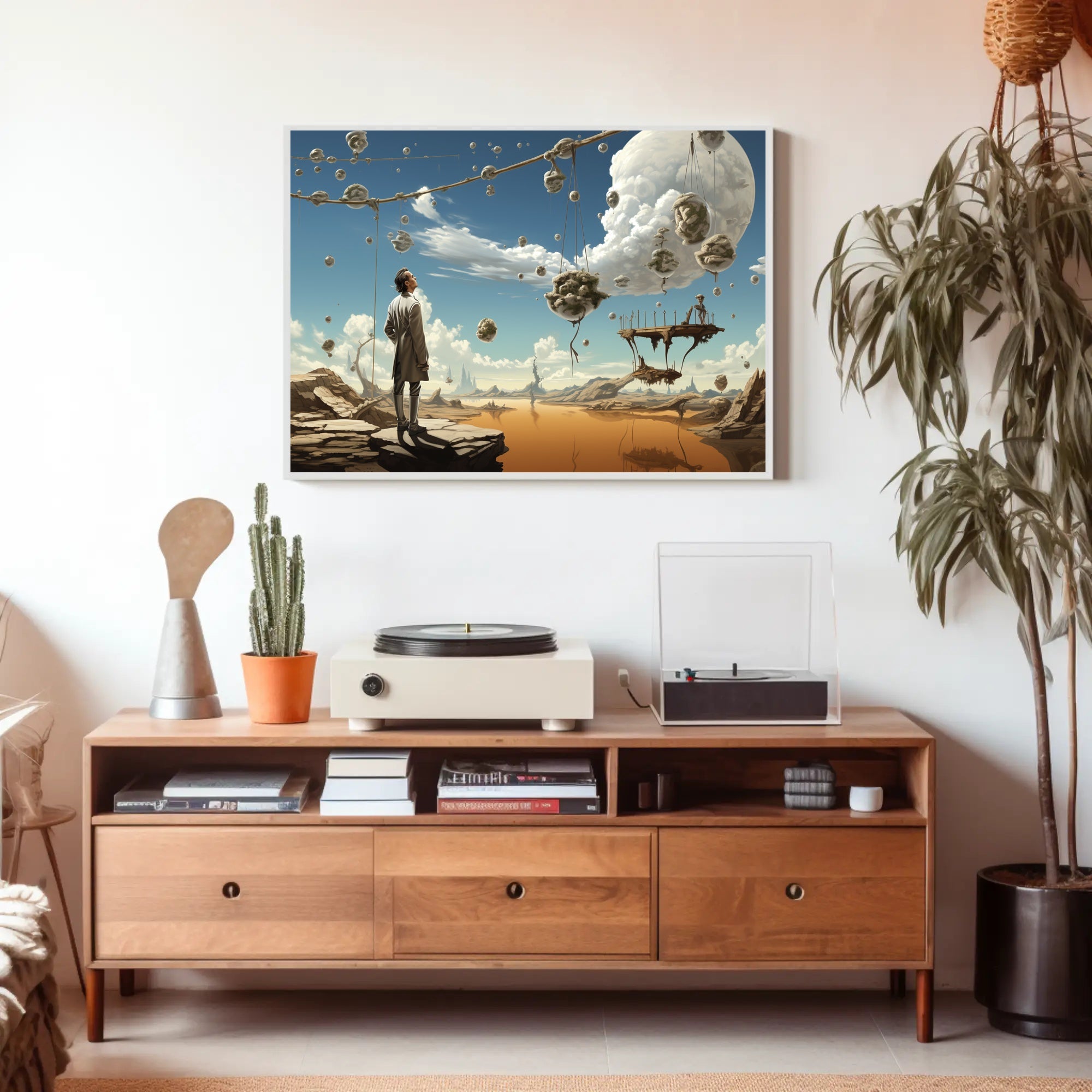Surreal Fantasy Landscape with Floating Rock Formations Poster