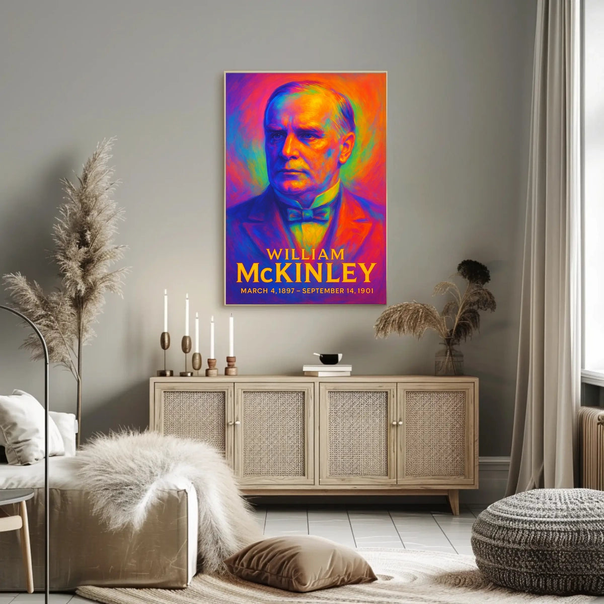 William McKinley 25th President of the United States Neon Gradient Overlay Poster