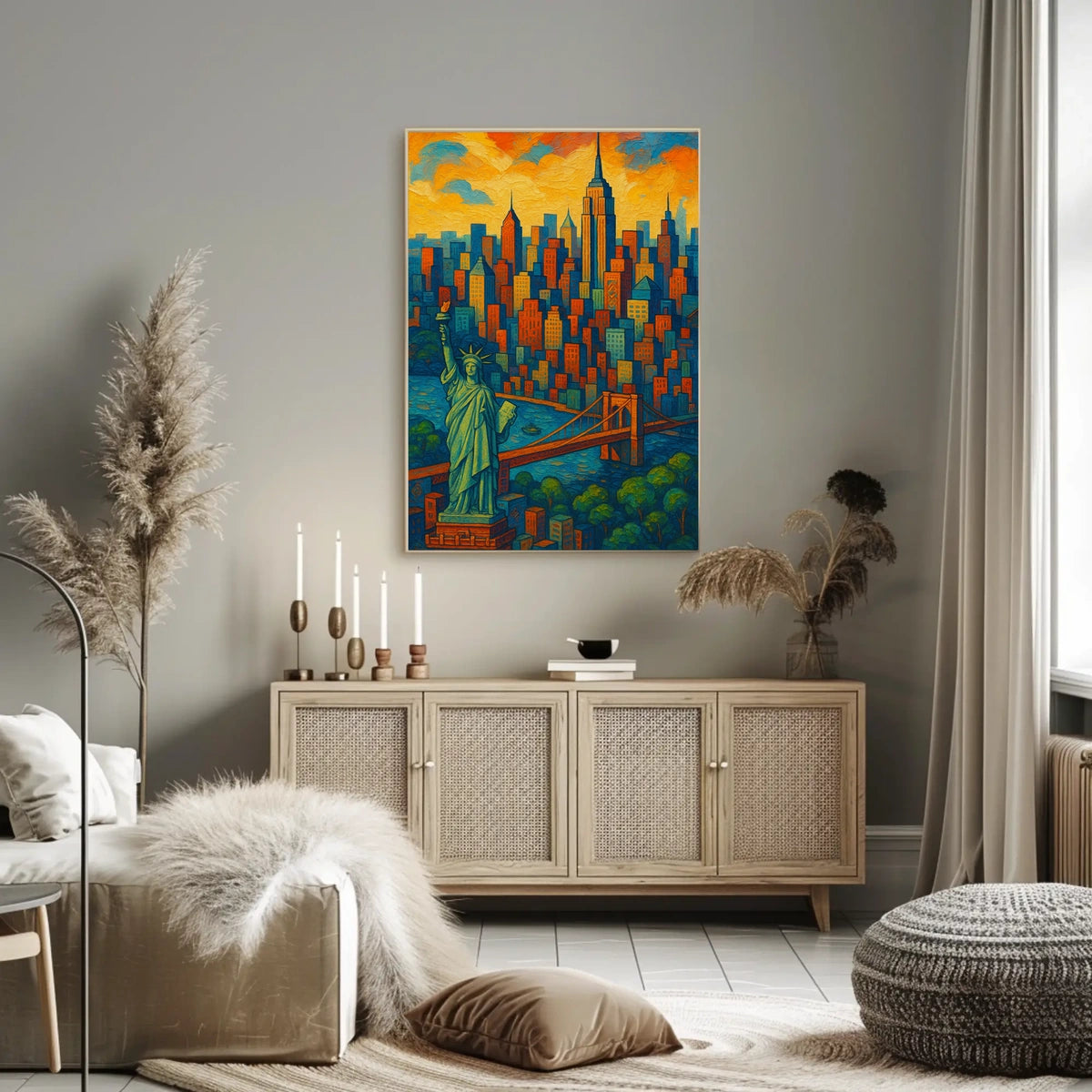 New York City Skyline Poster Vibrant Modern Wall Art