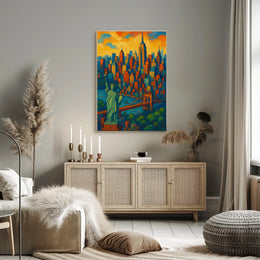 New York City Skyline Poster Vibrant Modern Wall Art