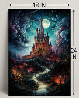 Enchanted Castle Under The Moonlit Sky Poster