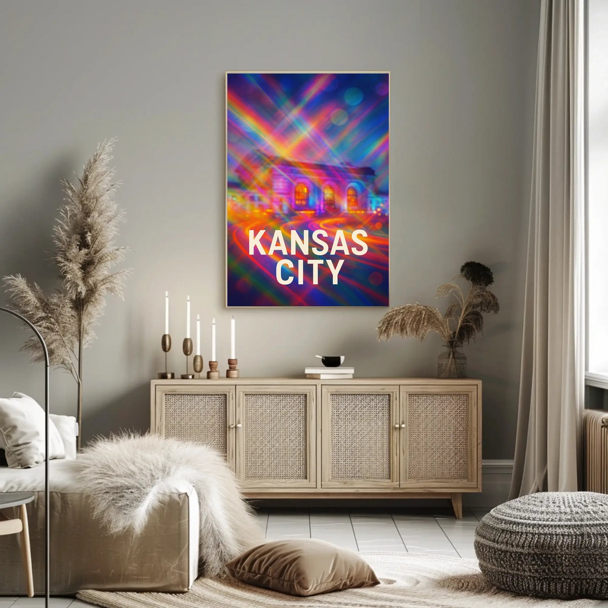 Kansas City Skyline Vibrant Expressionism Poster
