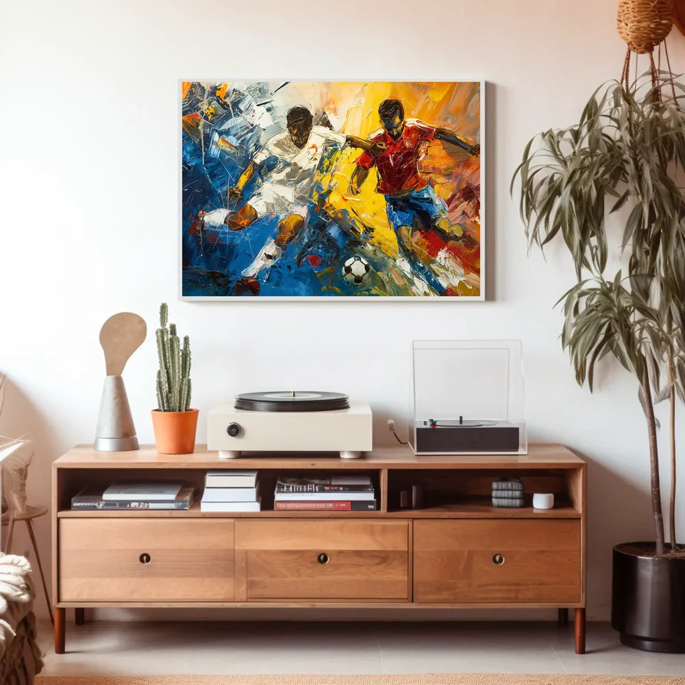 Dynamic Soccer Match Abstract Art Poster Print