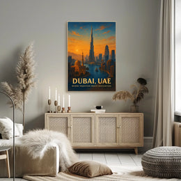 Dubai Skyline Poster: Tradition Meets Modernity at Sunset