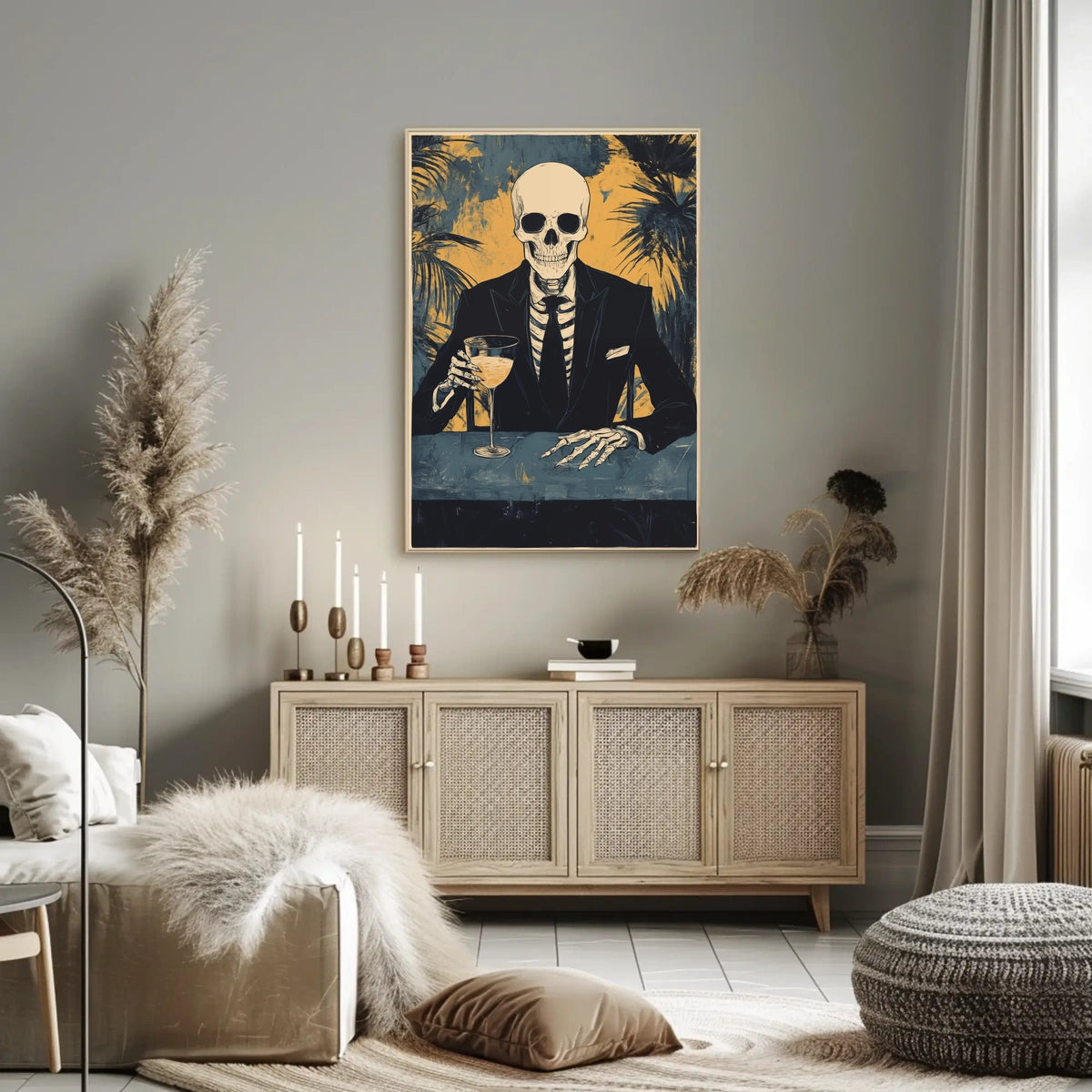 Skeleton in a Suit Elegant Macabre Tropical Poster