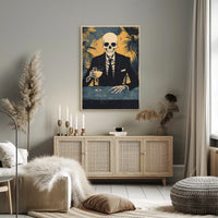Skeleton in a Suit Elegant Macabre Tropical Poster