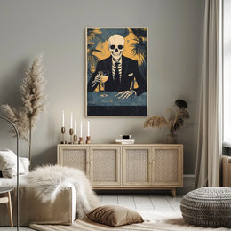 Skeleton in a Suit Elegant Macabre Tropical Poster