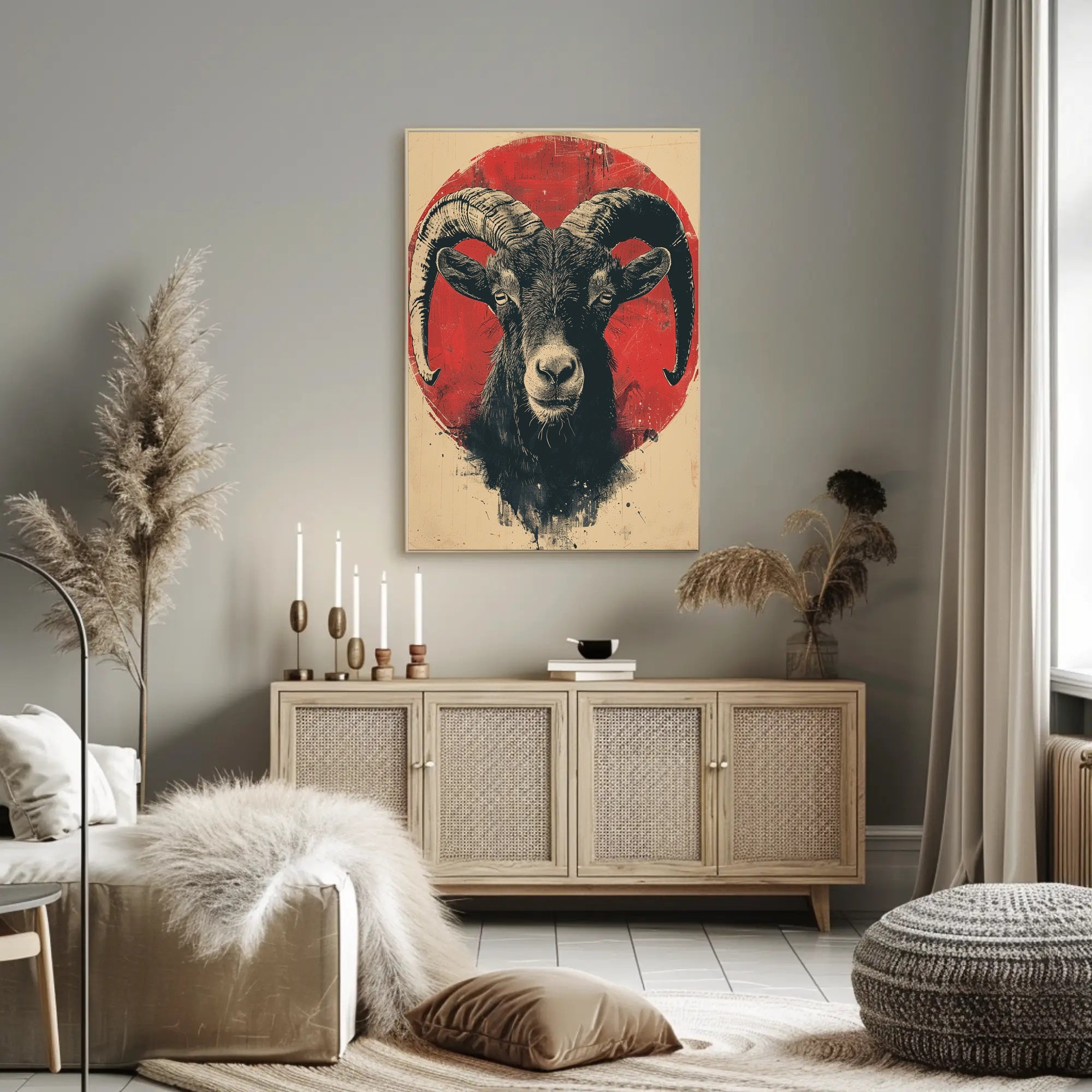 Majestic Ram Art Print Poster for Home Decor PosterGoat