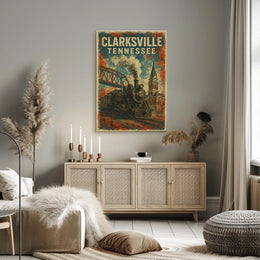 Clarksville, Tennessee Vintage Vintage Poster