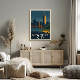 New York City Poster Modern Travel Iconic Bold Wall Art