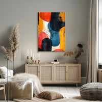 Vibrant Abstract Art with Textured Shapes - Artistic Poster PosterGoat