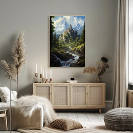 Enchanted Mountain Castle Poster PosterGoat