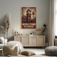 Middletown Americana Vintage Cityscape Poster