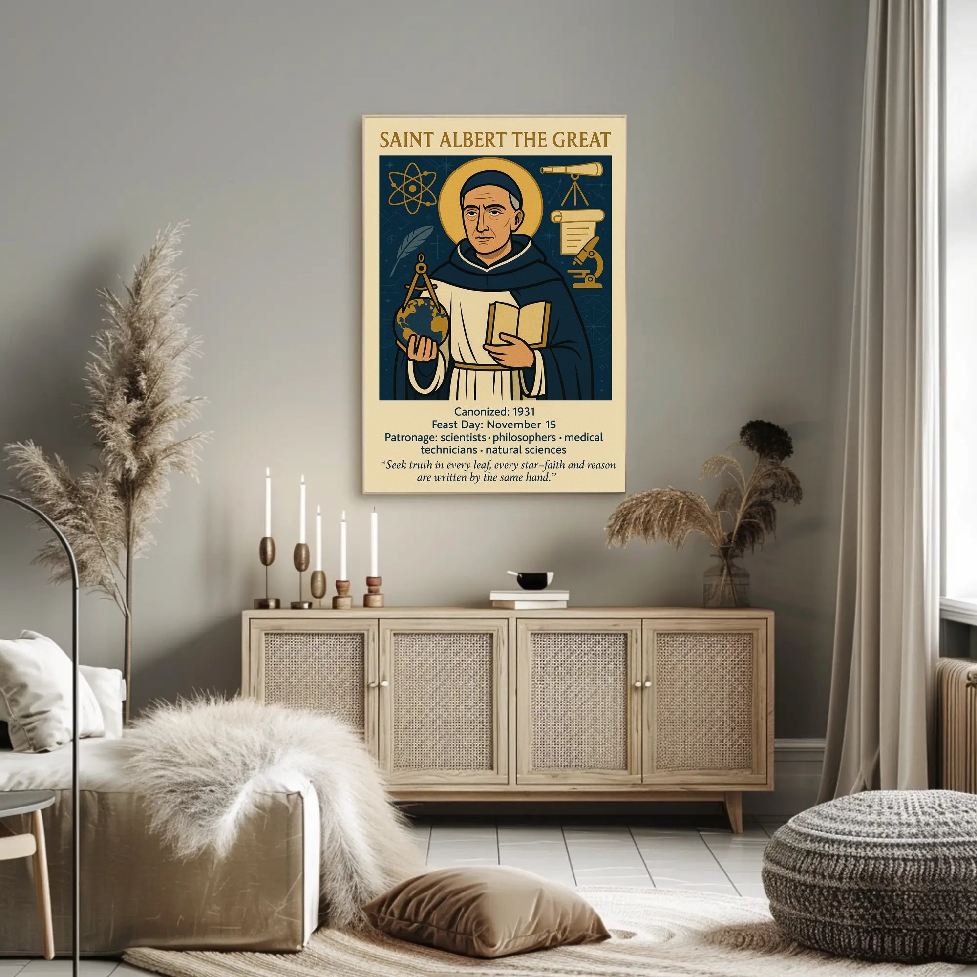 Saint Albert Wisdom Vintage Educational or Infographic Poster
