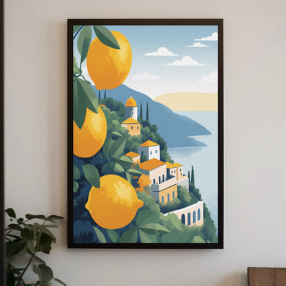 Lemon Trees Over Amalfi Coast Citrus View Travel Poster