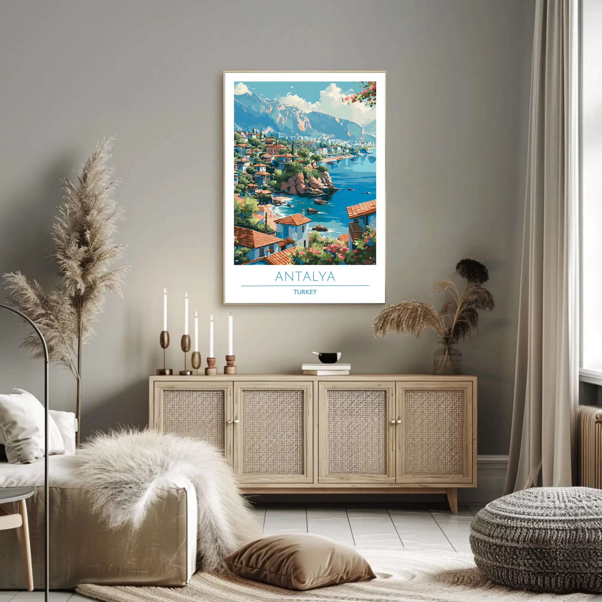 Scenic Antalya Coastal Cityscape Travel Poster