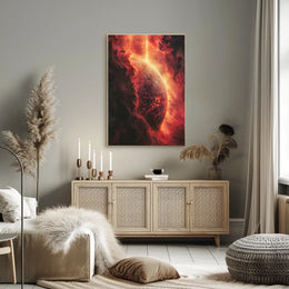 Cosmic Majesty: Fiery Planet in Nebula Poster PosterGoat