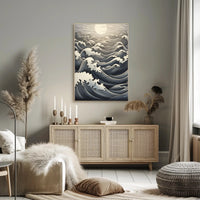 Ocean Waves At Sunset Poster PosterGoat