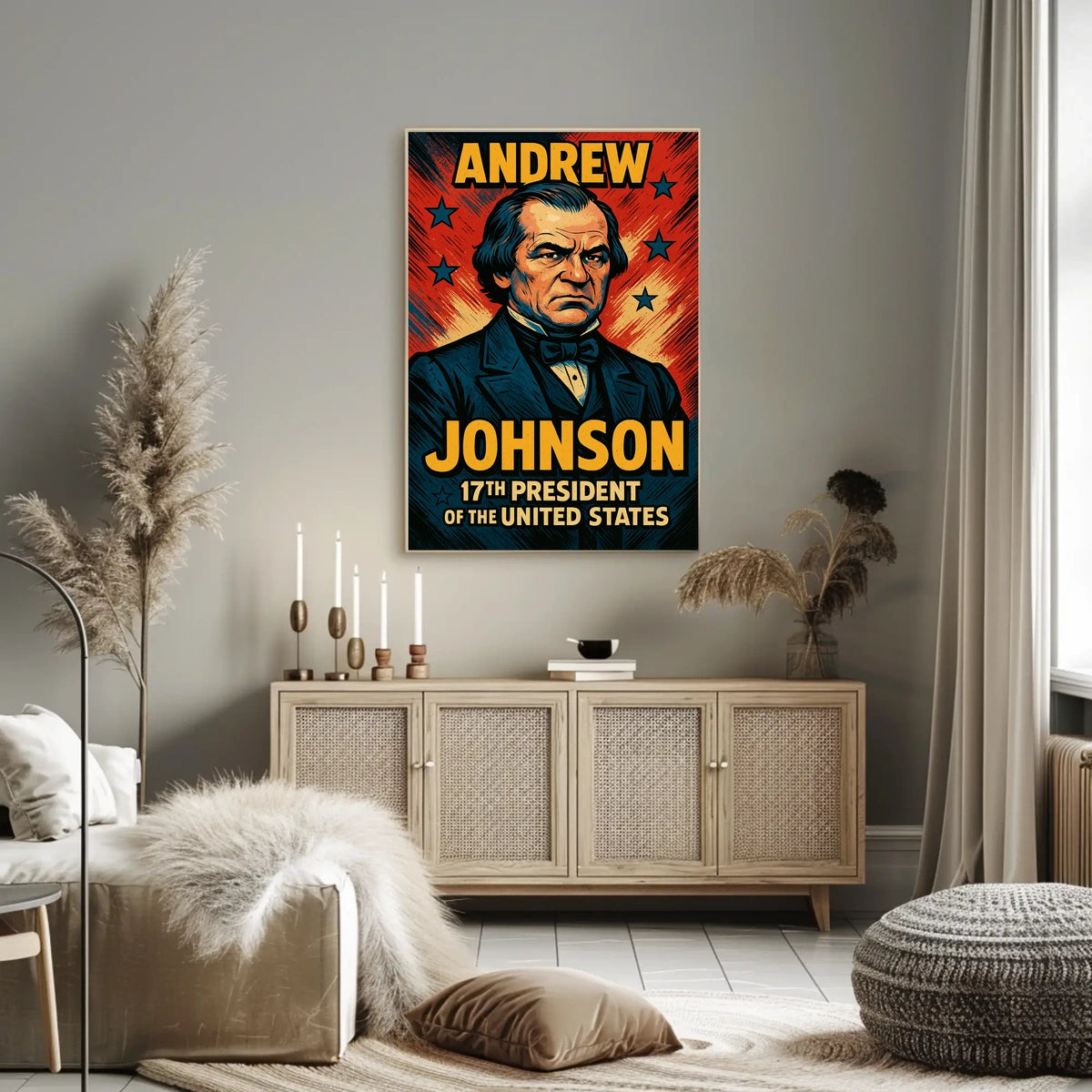 Andrew Johnson Seventeenth President Poster Vintage Wall Art