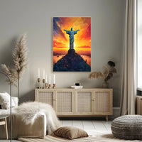 Sunset Over Christ The Redeemer Poster