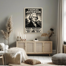 Thomas Jefferson 3rd President of the United States B & W Comic Sketch Poster