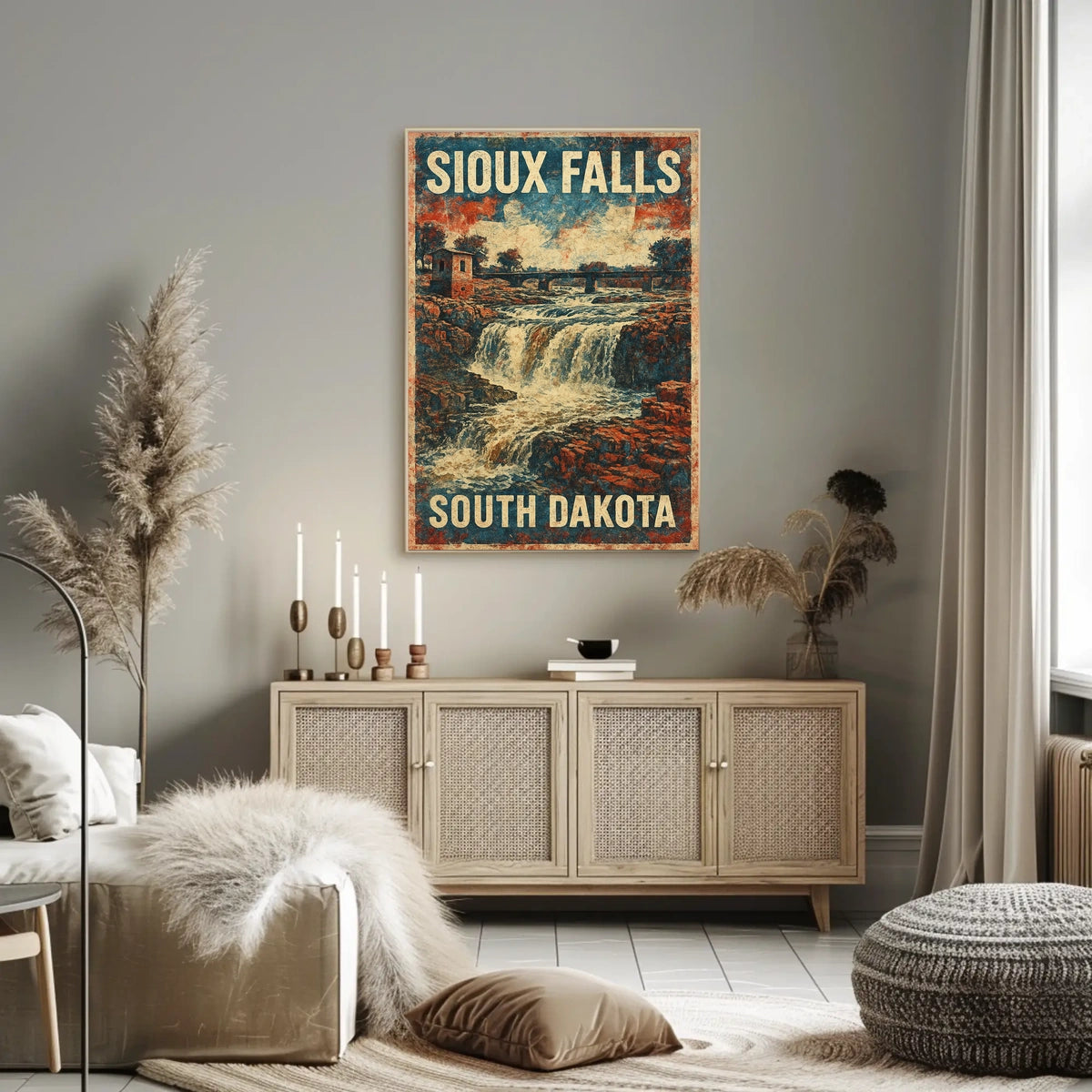 Sioux Falls Scenic Nostalgic Travel Art Deco Poster
