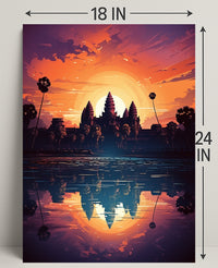 Sunset Over Angkor Wat Poster