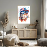 Bass Fish Wearing Backwards Snapback Cap Art Poster