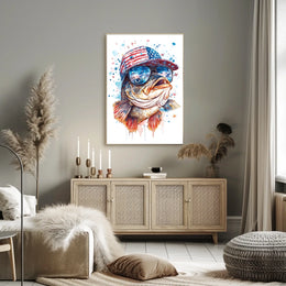 Bass Fish Wearing Backwards Snapback Cap Art Poster