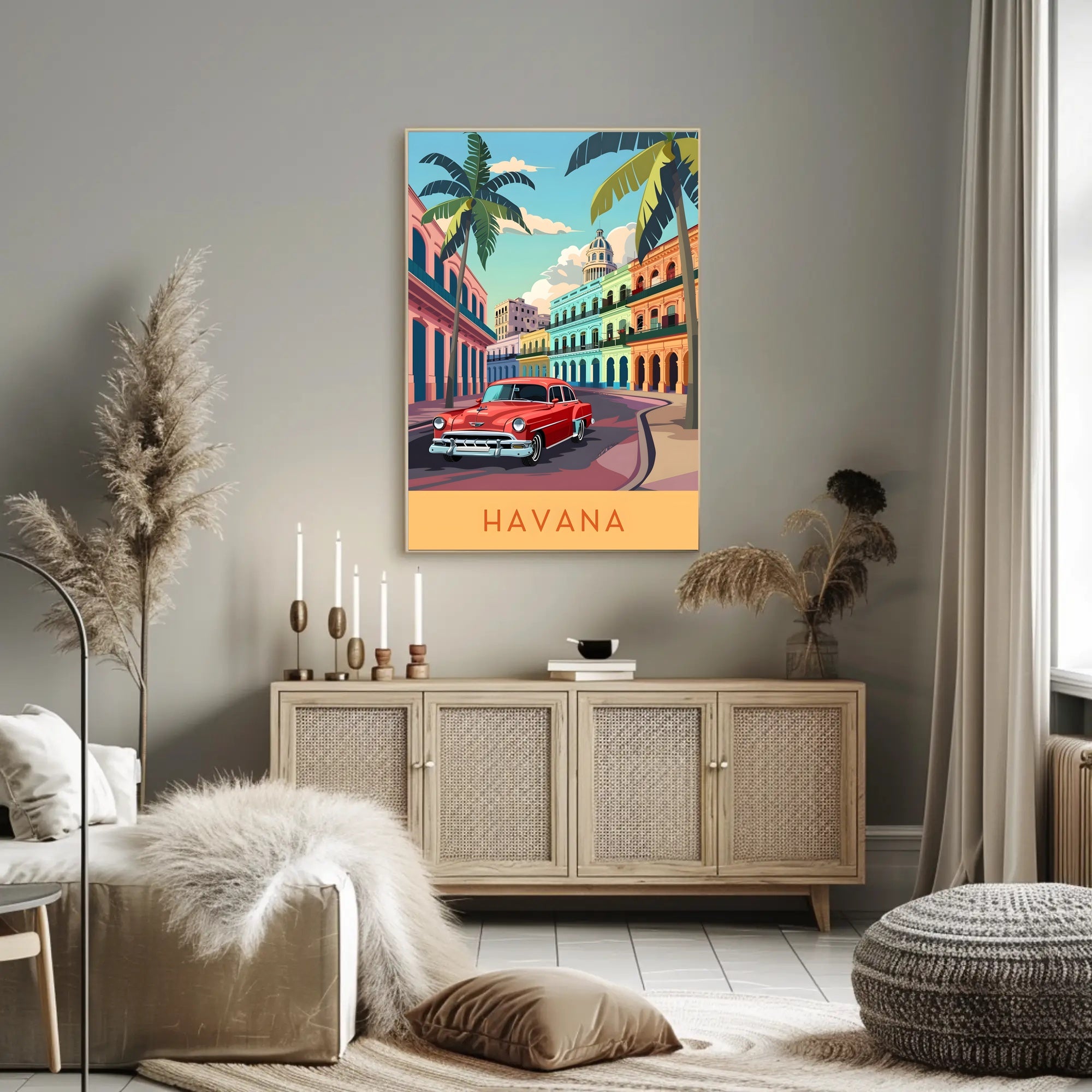 Classic Havana in Vibrant Streets: Travel Poster