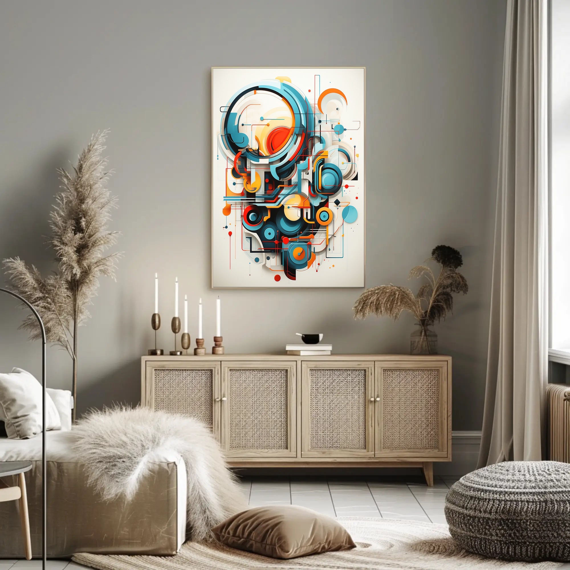 Futuristic Geometric Abstraction Art Print - Abstract Poster