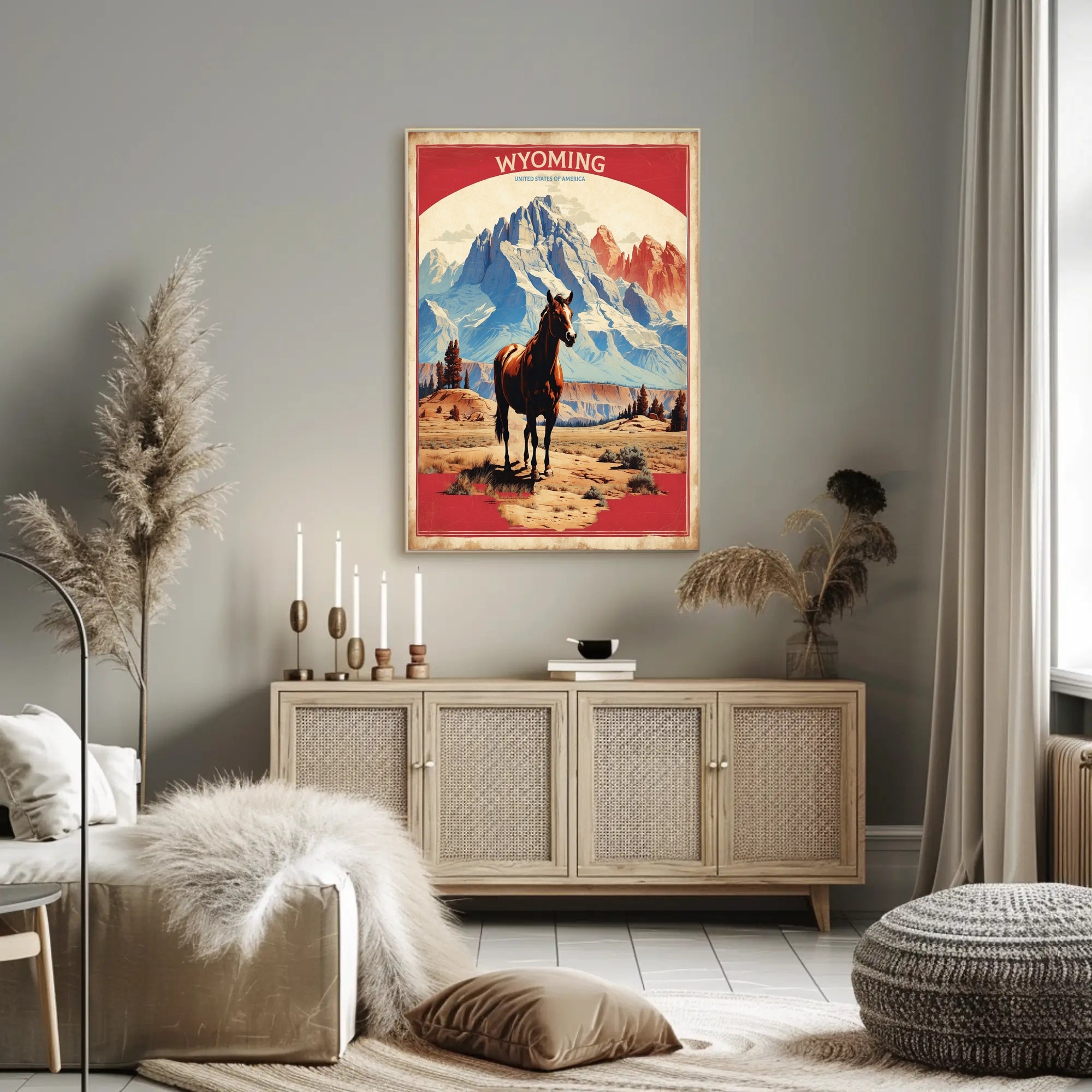 Wyoming Horse Scenic Travel Poster
