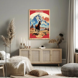 Wyoming Horse Scenic Travel Poster