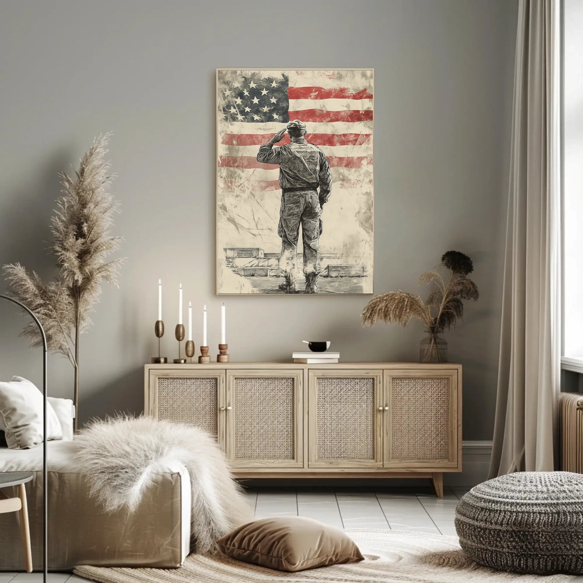Honoring American Veteran Saluting Flag Scene Poster