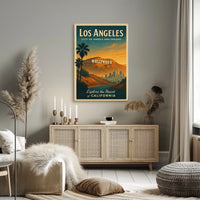 Los Angeles Vintage Hollywood Sign Poster Art