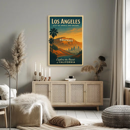 Los Angeles Vintage Hollywood Sign Poster Art