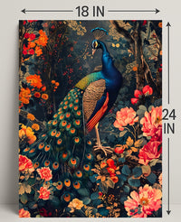 Vibrant Peacock In Bloom William Morris Art Poster