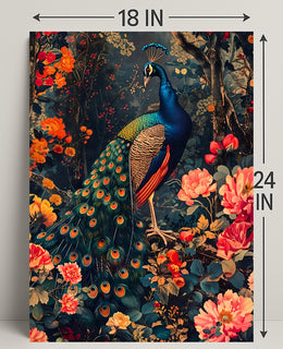Vibrant Peacock In Bloom William Morris Art Poster